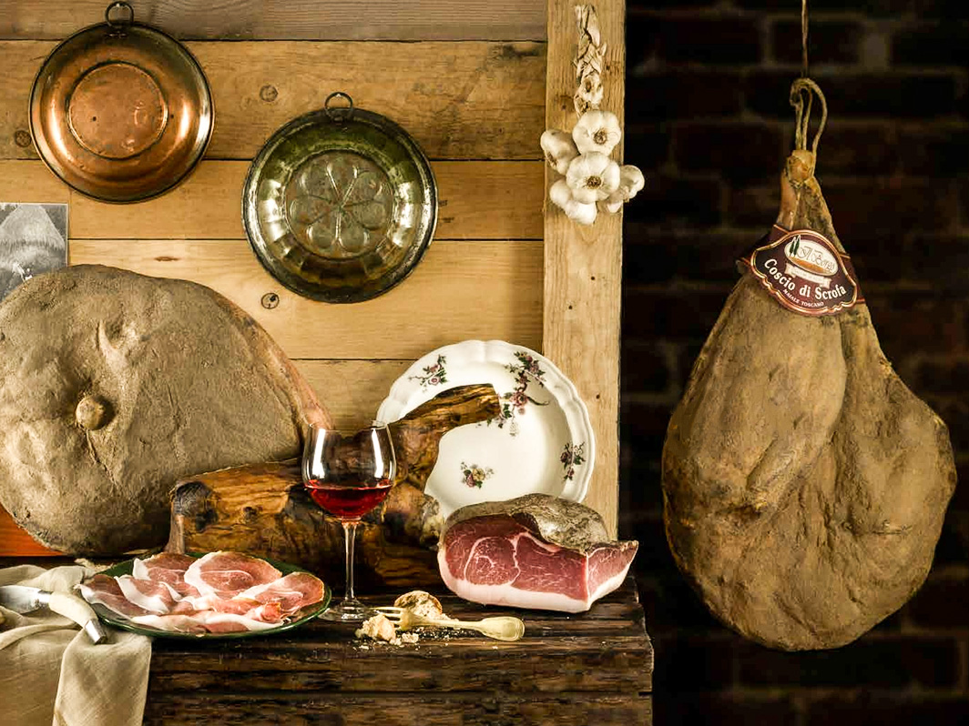 Prosciutto Crudo on a wooden table