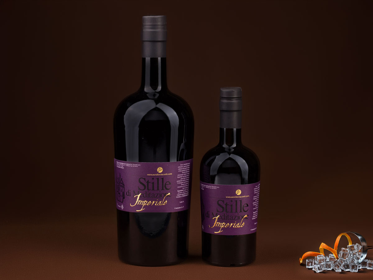 Tonico Imperiale herbal liqueur crafted from 15 aromatic herbs, featuring sweet and bitter orange peel, cardamom, and subtle notes of tobacco and licorice.